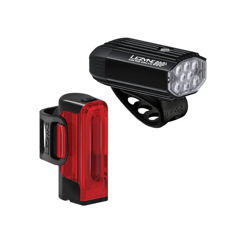 Lezyne Micro Drive 800 Front & Strip Drive 300+ Rear Light Pair Lezyne