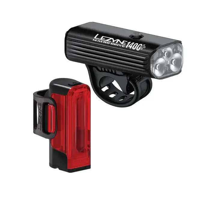 Lezyne Macro 1400+ & Strip Pro 400+ Drive Bike Light Pair Lezyne