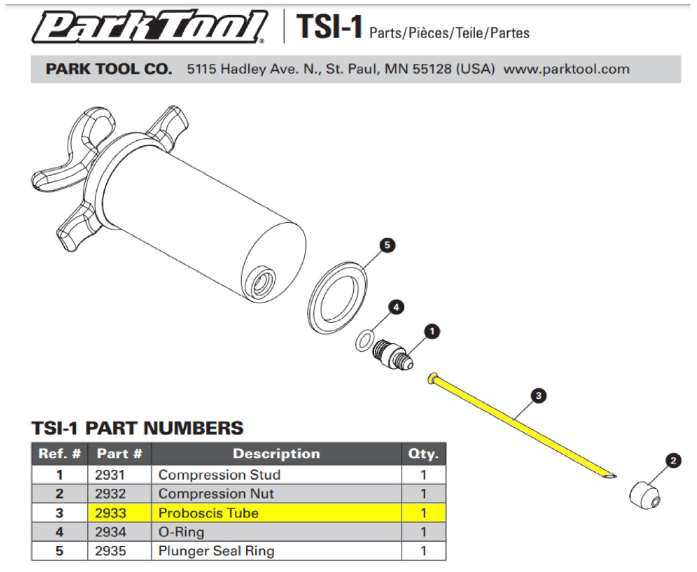 ParkTool Part TSI-1 Proboscis Tube