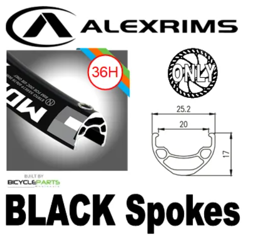 Alexrims MD19 Rear Wheel - 29er 36H QR 135mm OLD 6-bolt Disc Sealed Novatec Black