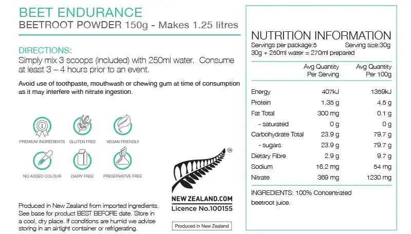 Pure Beet Endurance Concentrated Beetroot Powder - 150g Pure Sports Nutrition