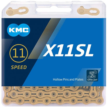 KMC 11-Speed Gold Chain X11SL (Super Light) w Hollow Pins + Plates
