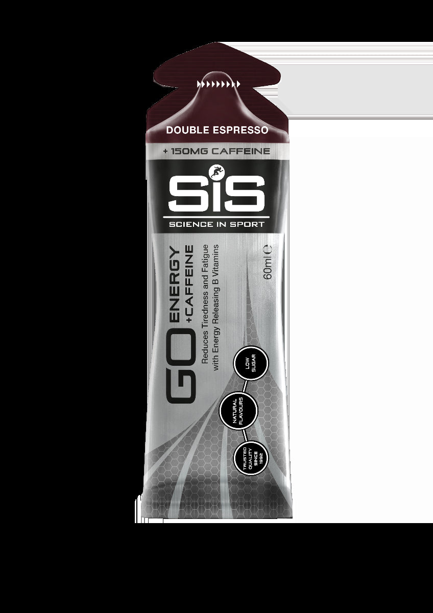Science In Sport (SIS) GO Energy Gel+ Caffeine Single 60ml [Flavour: Double Espresso] [Caffeine Per Gel: 150mg]