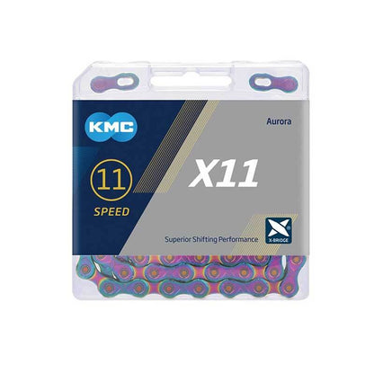 KMC Chain - X11 Chain 11 Speed 1/2" x 11/128" 118 Links [Colour: Aurora Blue]